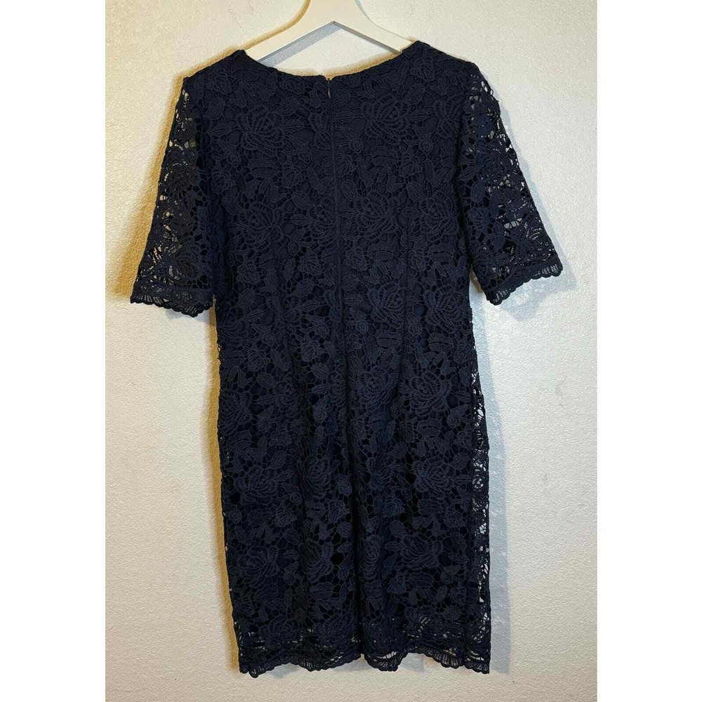 Sandra Darren Navy Blue Lace Dress Women's Size 6 Short Sleeve